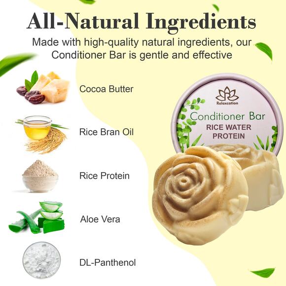 RICE WATER PROTEIN Conditioner Bar for Hair Growth and Strengthening - Picture 2 of 6